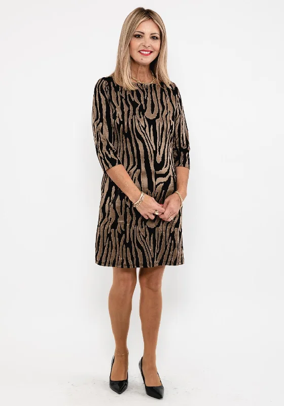 New Markdowns Seventy1 Tiger Print Mini Dress, Black & Gold