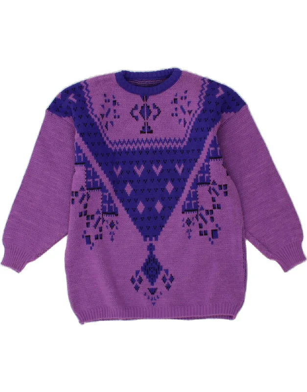 Stock Clearance VINTAGE Womens Crew Neck Jumper Sweater UK 14 Large Purple Geometric Stock Clearance VINTAGE Womens Crew Neck Jumper Sweater UK 14 Large Purple Geometric