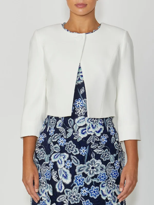 Seasonal Clearance Ivory Crepe Single Button Jacket