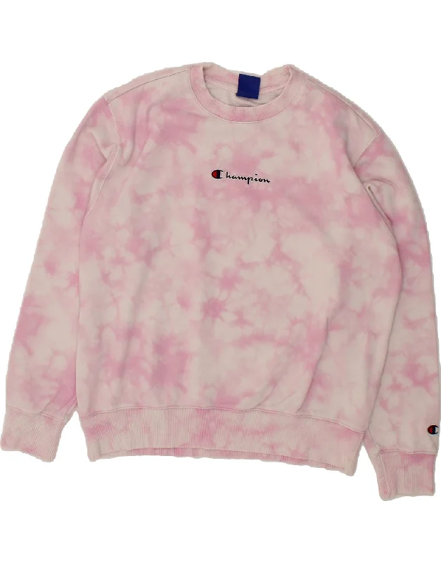 Weekend Deal CHAMPION Womens Oversized Graphic Sweatshirt Jumper UK 14 Medium Pink