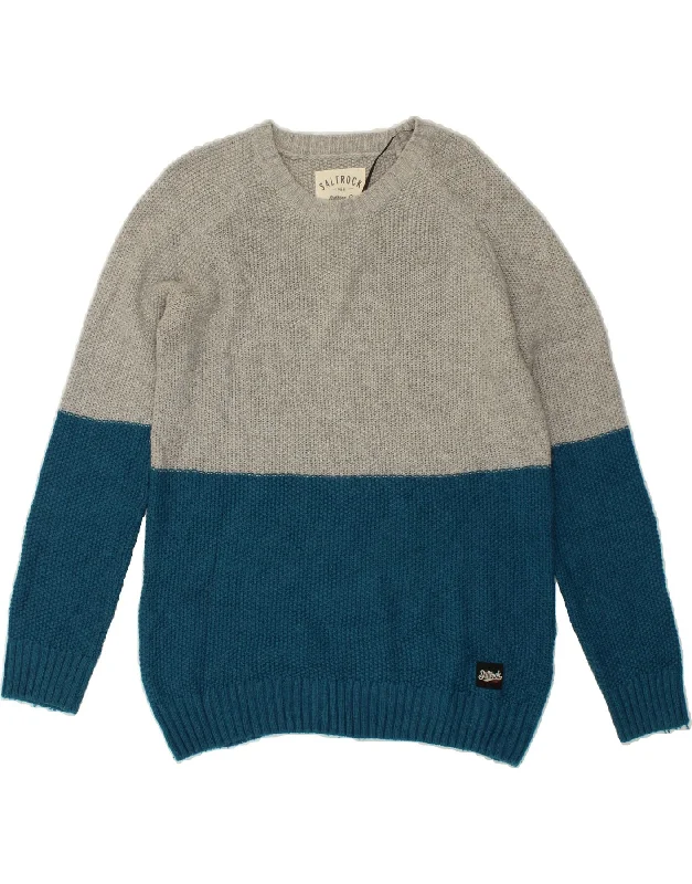 Super Deal SALTROCK Womens Crew Neck Jumper Sweater UK 12  Medium Grey Colourblock
