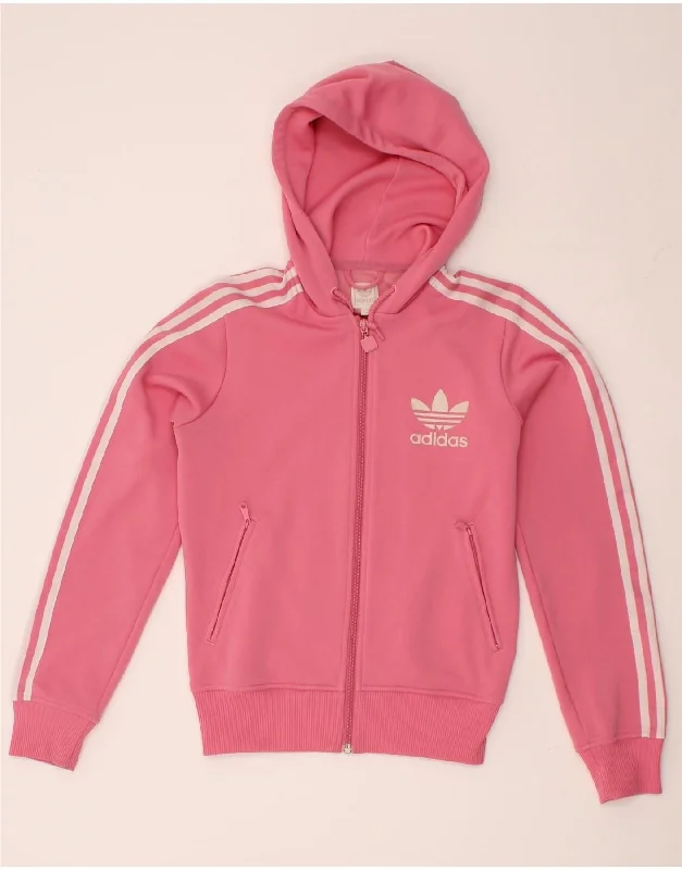 Now or Never ADIDAS Womens Zip Hoodie Sweater IT 36 XS Pink Polyester