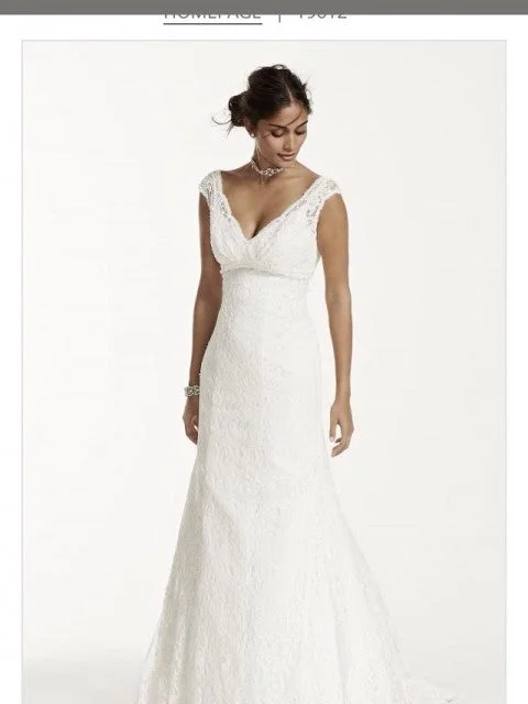 Savings Spectacular David's Bridal All over beaded lace trumpet gown