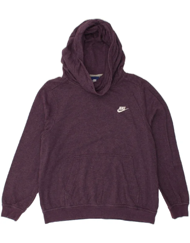 Price Cut NIKE Womens Hoodie Jumper UK 14 Large Purple Cotton