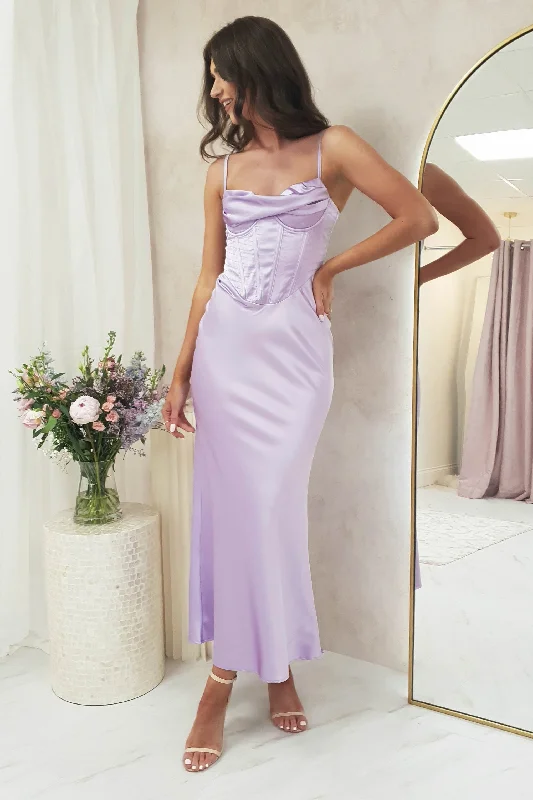 Exclusive Deal Ashka Satin Corset Maxi Dress | Lilac