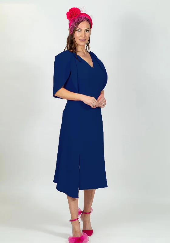 Deal Mania Ella Boo Oversize Tulip Sleeve Midi Dress, Royal Blue