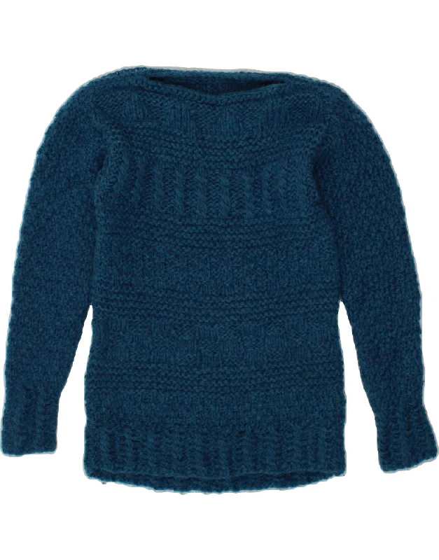 Grand Opening Sale VINTAGE Womens Boat Neck Jumper Sweater UK 10 Small Blue