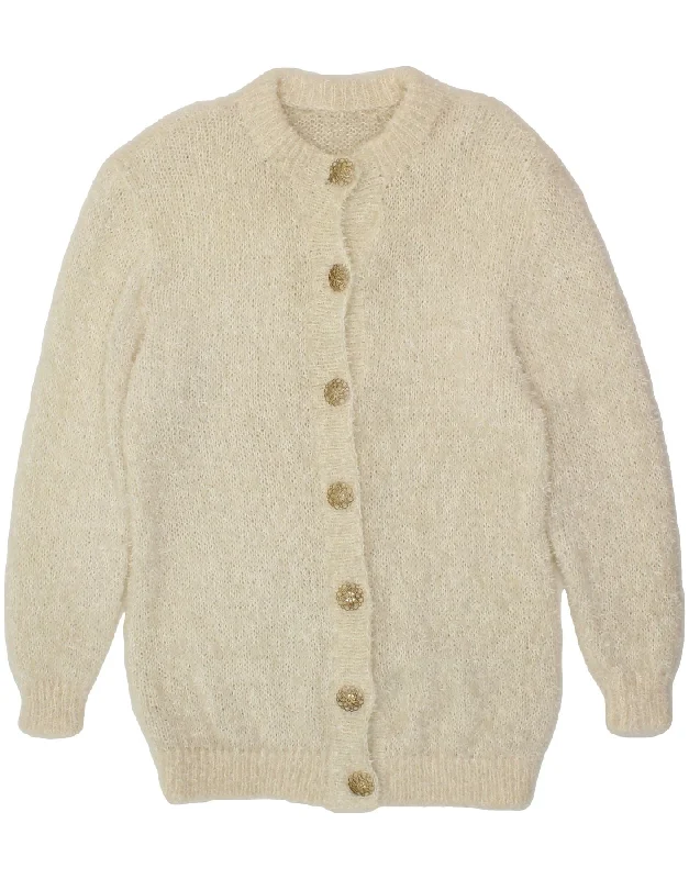 Price Buster VINTAGE Womens Cardigan Sweater UK 14 Medium Off White