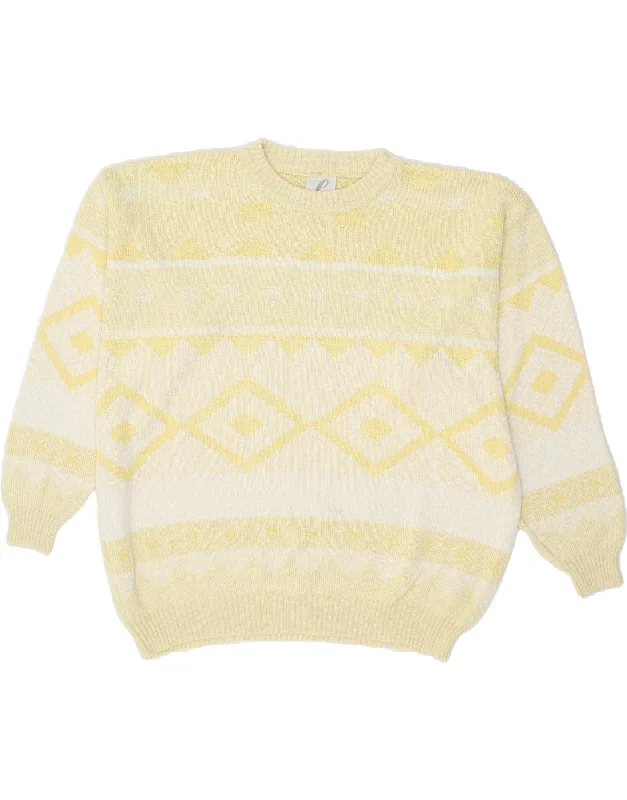 Instant Discount VINTAGE Womens Crew Neck Jumper Sweater EU 40 Medium Yellow Argyle/Diamond Instant Discount VINTAGE Womens Crew Neck Jumper Sweater EU 40 Medium Yellow Argyle/Diamond