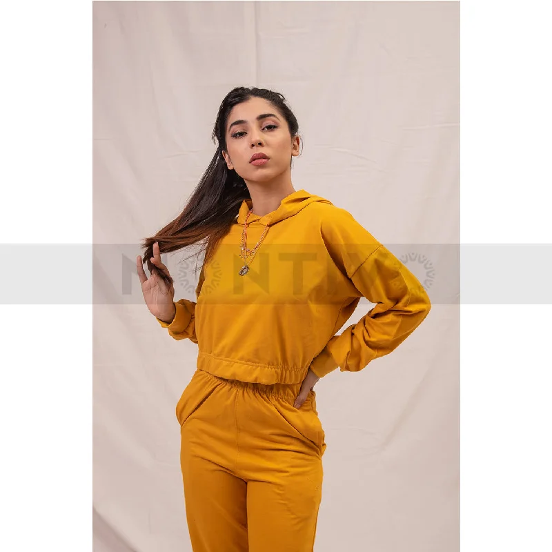 Super Bargain Gold Oversized Cropped Hoodie