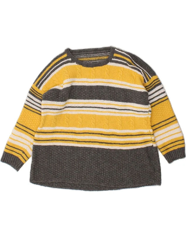 Savings Event VINTAGE Womens Boat Neck Jumper Sweater UK 10 Small Yellow Striped