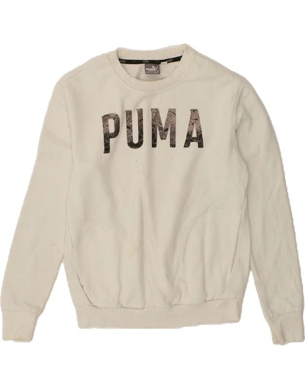 Price Reduction PUMA Womens Oversized Graphic Sweatshirt Jumper UK 8 Small White Cotton Price Reduction PUMA Womens Oversized Graphic Sweatshirt Jumper UK 8 Small White Cotton
