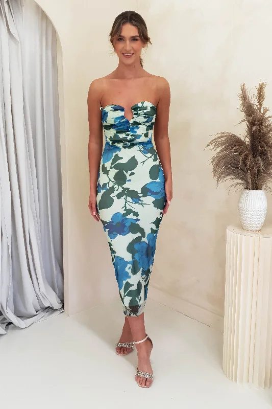 Grand Opening Sale Kadie Strapless Midi Dress | Mixed Print