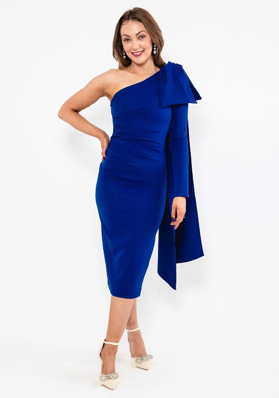 Don’t Miss Out Kevan Jon Krystle One Sleeve Midi Dress, Cobalt