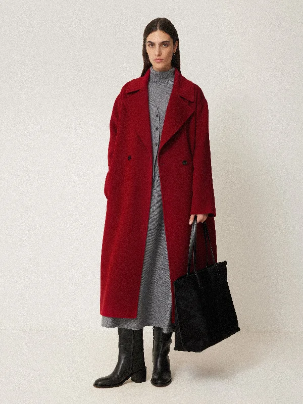 Quick Sale Double Faced Cocoon Wrap Coat | Red