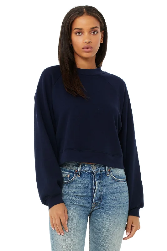 Don't Wait Bella + Canvas Womens Raglan Crewneck Sweatshirt - Navy Blue
