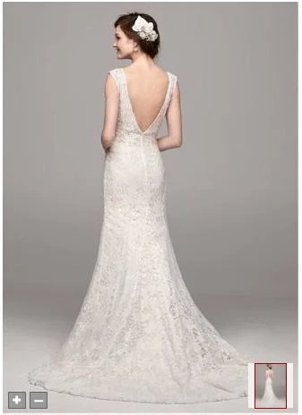 Final Clearance David's Bridal All Over Beaded Lace Trumpet Gown T9612