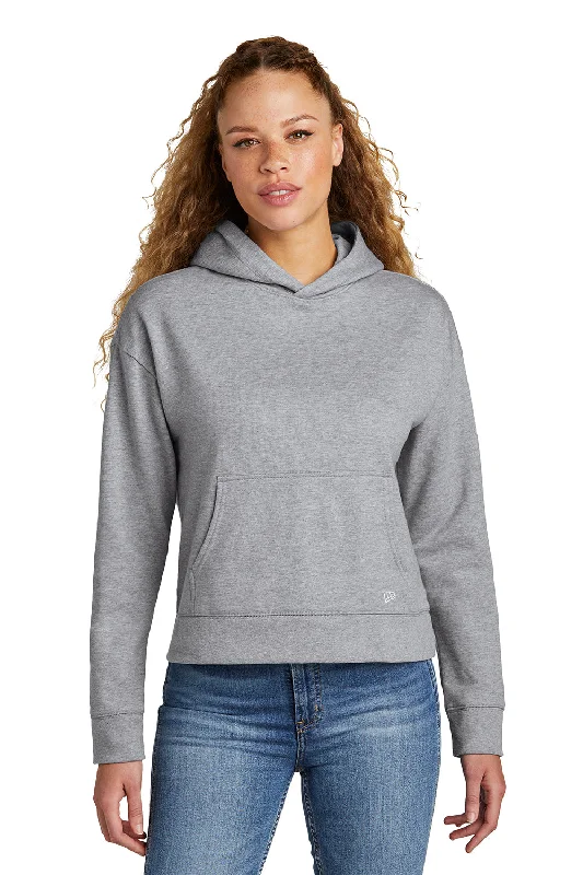 Markdowns New Era Womens Comeback Fleece Hooded Sweatshirt Hoodie w/ Pouch Pocket - Heather Grey