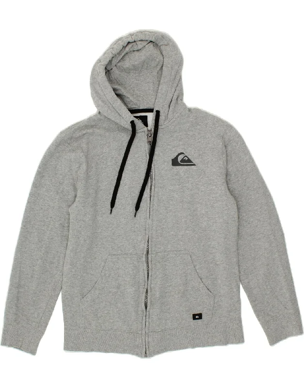 Doorbuster Deal QUIKSILVER Womens Zip Hoodie Sweater UK 14 Medium Grey Cotton