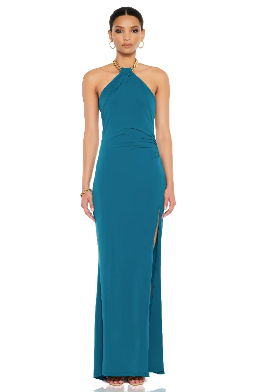 Daily Specials Nookie Captivate Halter Gown - Jade