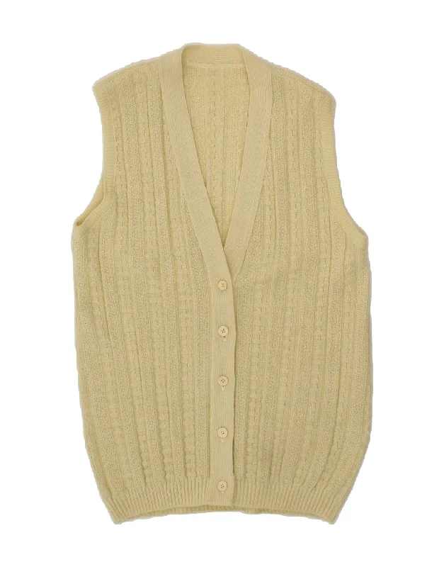 Anniversary Sale VINTAGE Womens Sleeveless Cardigan Sweater IT 48 XL Yellow Acrylic