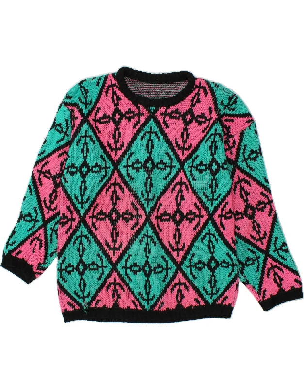 Fantastic Deals VINTAGE Womens Boat Neck Jumper Sweater UK 18 XL Multicoloured