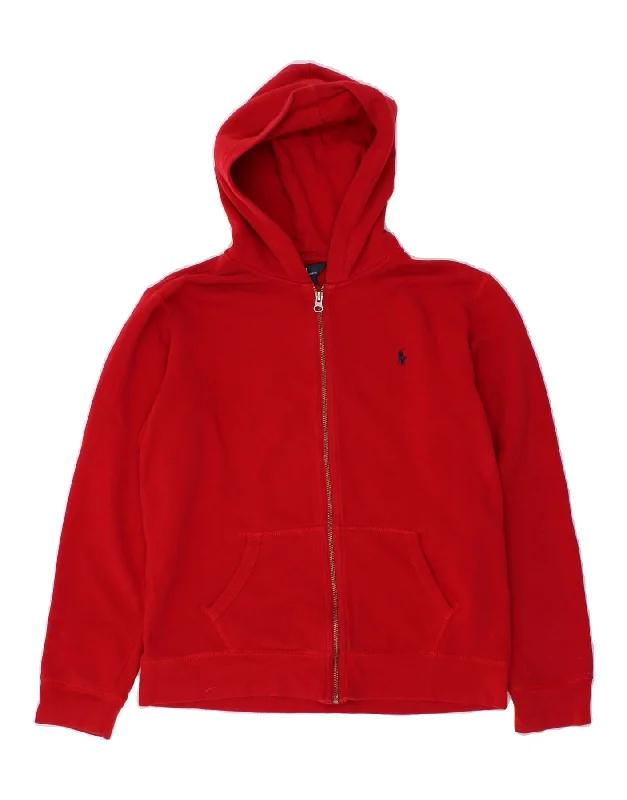 Act Now POLO RALPH LAUREN Womens Zip Hoodie Sweater UK 18 XL Red Cotton
