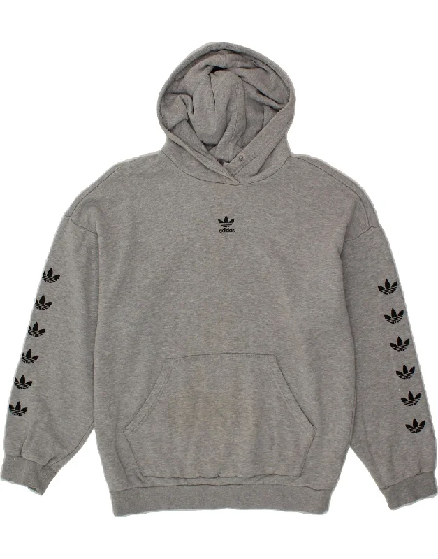 Value Deals ADIDAS Womens Oversized Longline Graphic Hoodie Jumper UK 10 Small  Grey