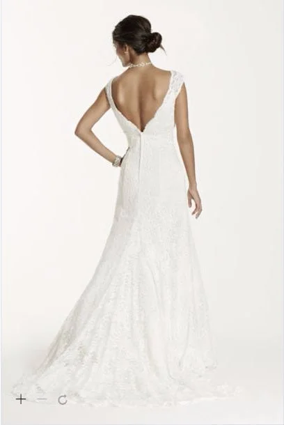 Great Deals David's Bridal All Over Beaded Lace Trumpet Gown/T9612