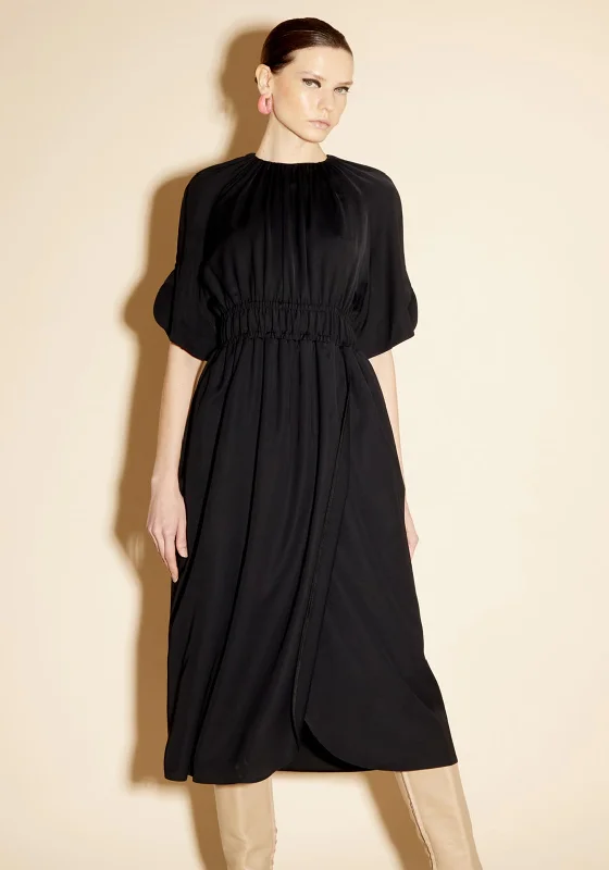 Early Access Birelin Stretch Waist Midi Dress, Black