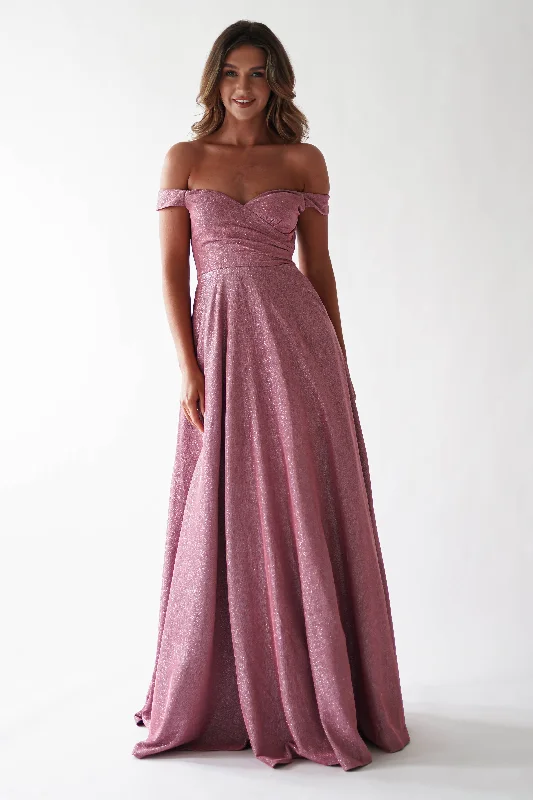 Shop and Save Tilly Glitter Fabric Maxi Gown | Dark Mauve