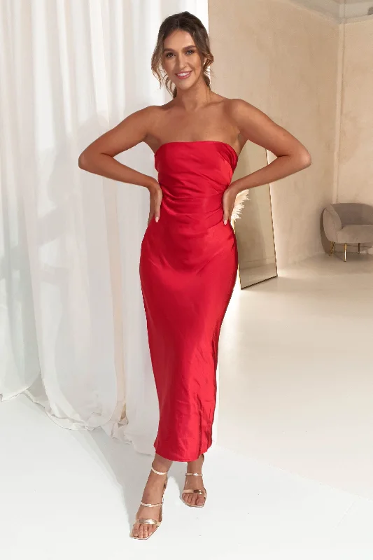 Midnight Sale Saba Satin Maxi Dress | Red