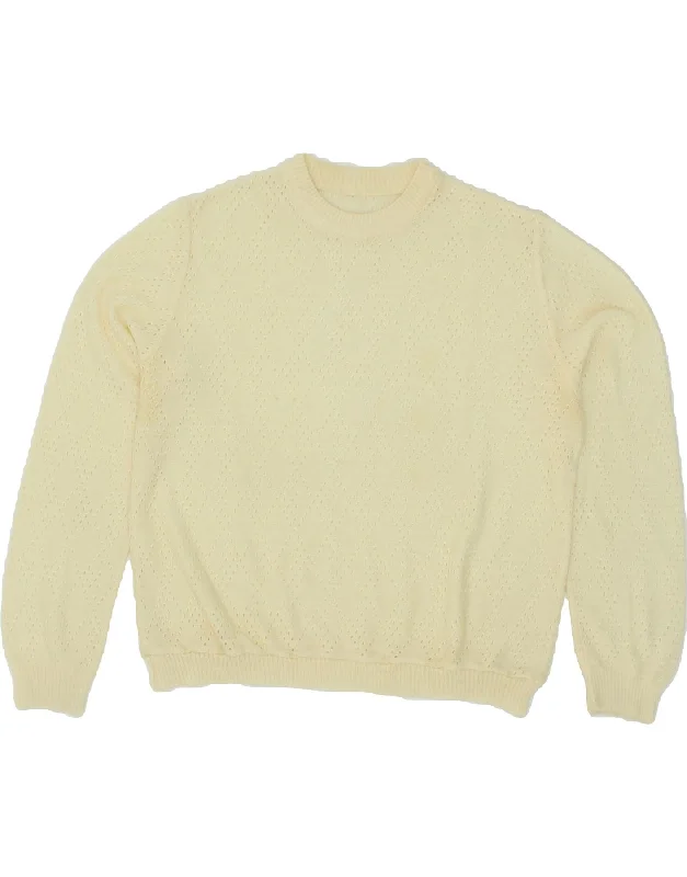 Seasonal Sale VINTAGE Womens Crew Neck Jumper Sweater UK 12 Medium Off White