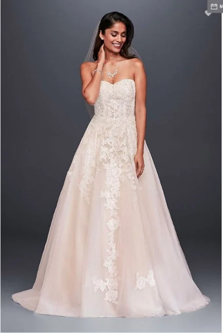 Deal Dash David's Bridal Brand NEW Sheer Lace and Tulle  / WG3861