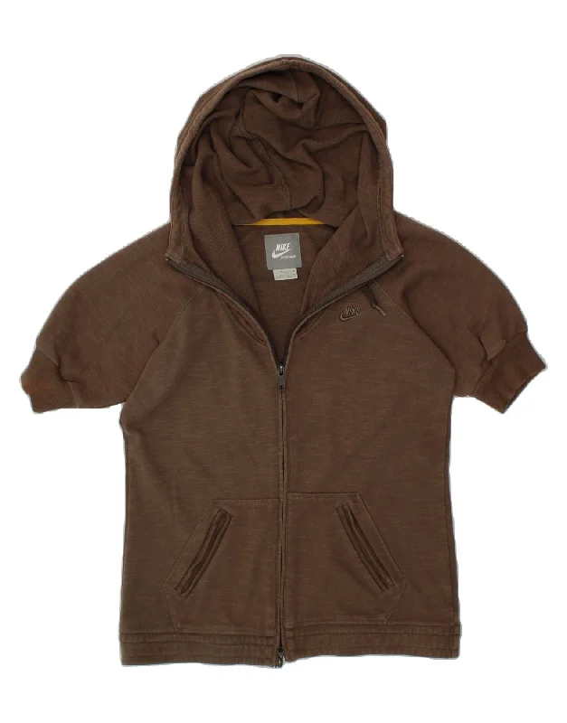 Today’s Deal NIKE Womens Short Sleeve Zip Hoodie Sweater US 8/10 Medium Brown Cotton Today’s Deal NIKE Womens Short Sleeve Zip Hoodie Sweater US 8/10 Medium Brown Cotton