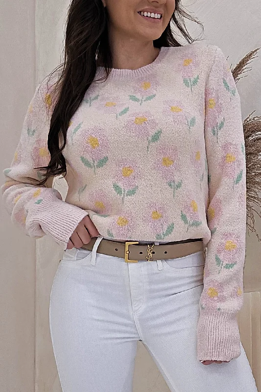 Deal Frenzy Emma Soft Floral Jumper | Light Pink