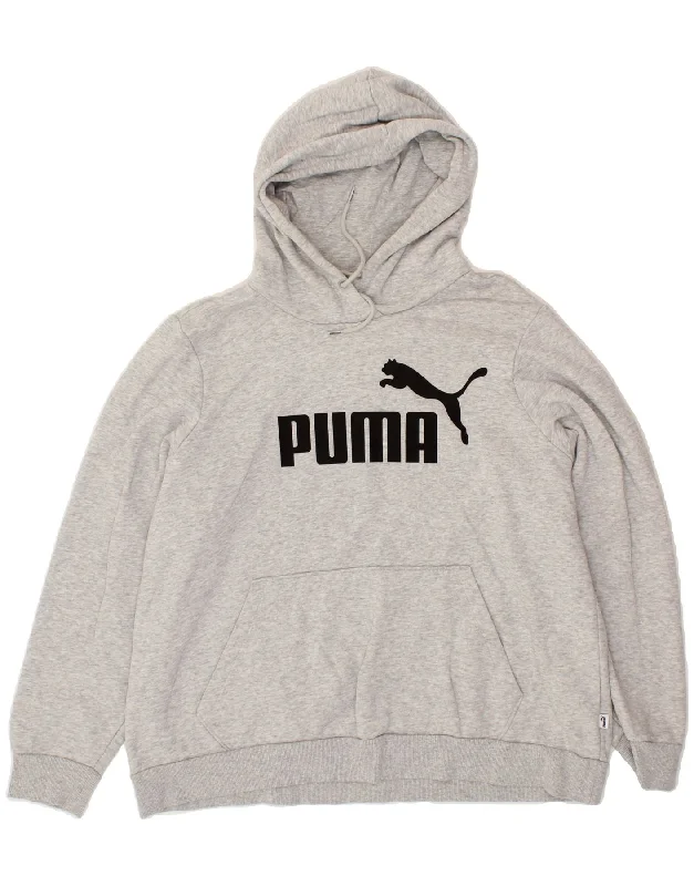 Mega Deal PUMA Womens Graphic Hoodie Jumper UK 18 XL Grey Cotton