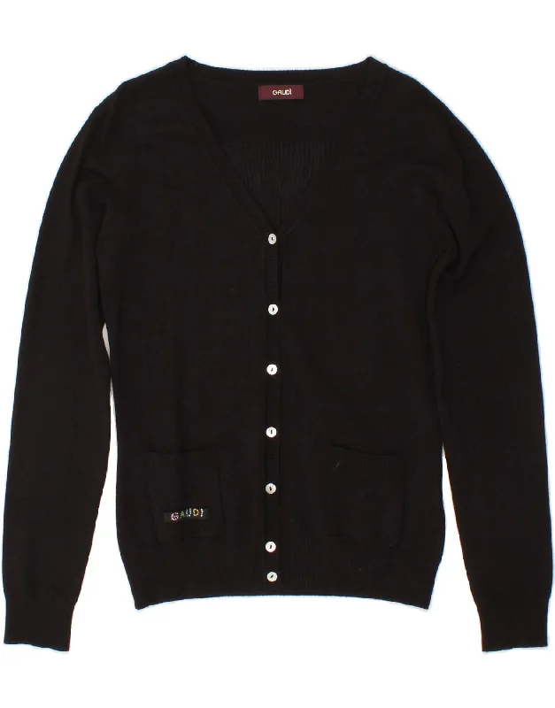 Price Slash GAUDI Womens Graphic Cardigan Sweater IT 46 Large Black Silk