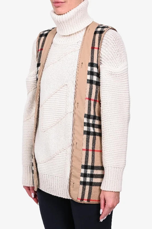 Extra Savings Burberry Beige Nova Check Cashmere/Wool 'Kensigton Warmer' Vest Size 44