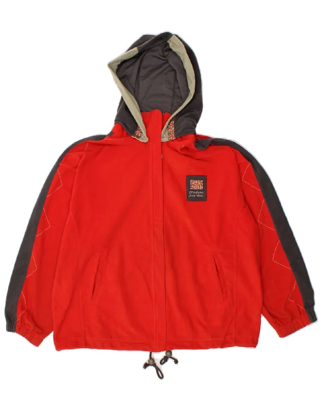 New Markdowns DIADORA Womens Oversized Zip Hoodie Sweater UK 6 XS Red Colourblock