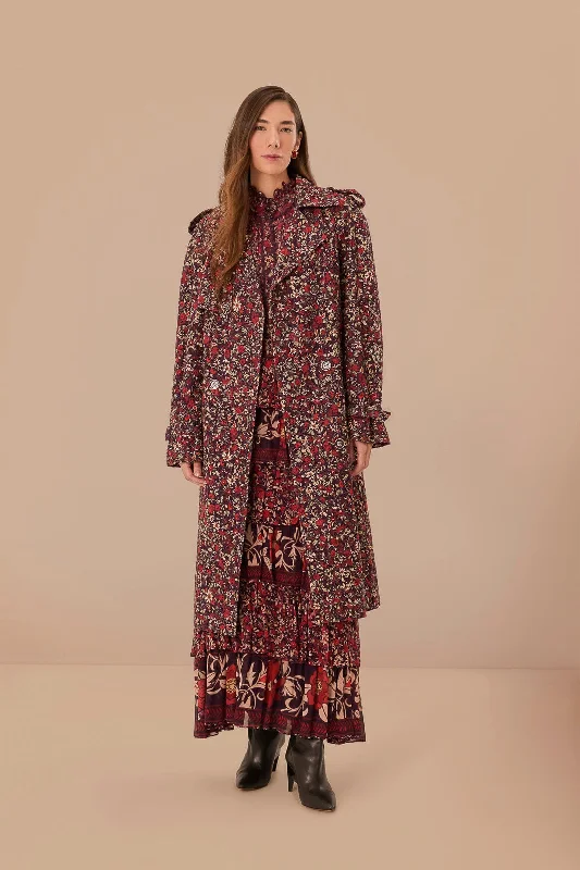 Shop and Save Purple Chelsea Garden Cotton Eyelet Trench Coat
