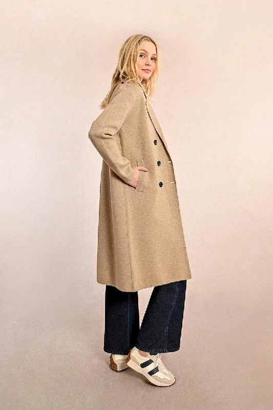 Warehouse Sale Molly Bracken Straight Thin  Beige Coat