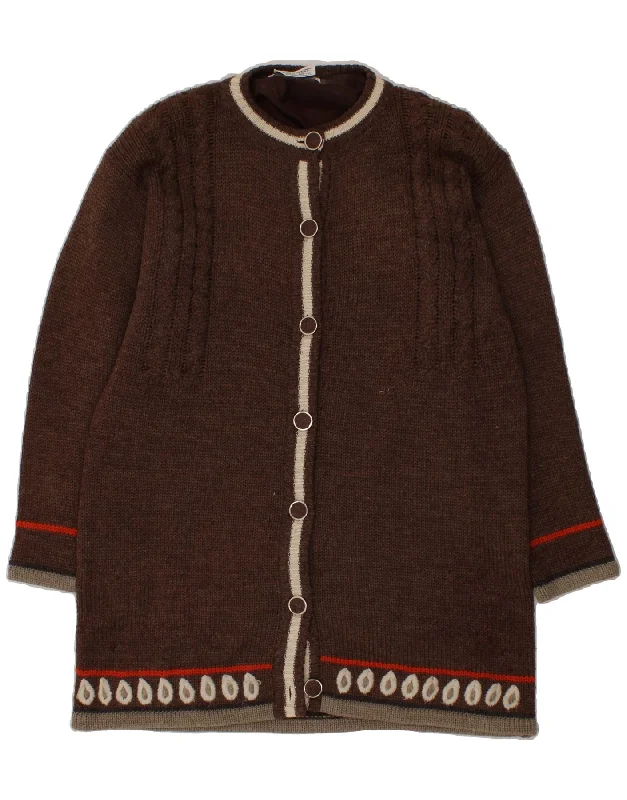 Today Only VINTAGE Womens Longline Cardigan Sweater UK 16 Large Brown Fair Isle