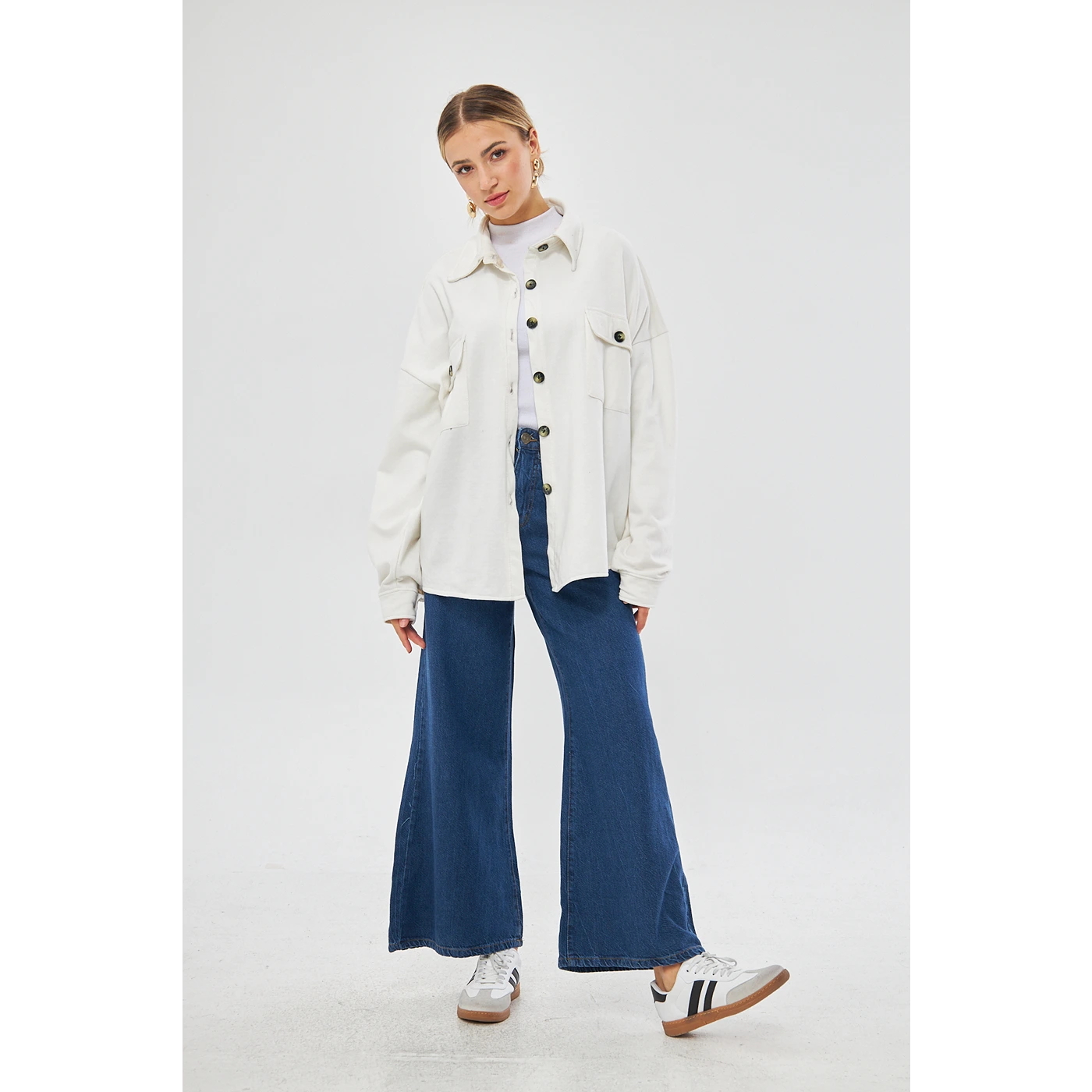 Online Exclusive White Oversized Shacket