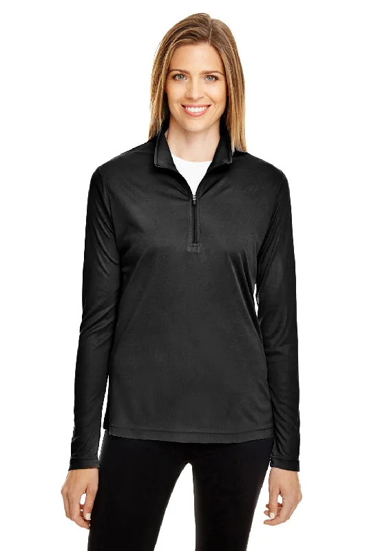 Quick Sale Team 365 Womens Zone Performance Moisture Wicking 1/4 Zip Sweatshirt - Black