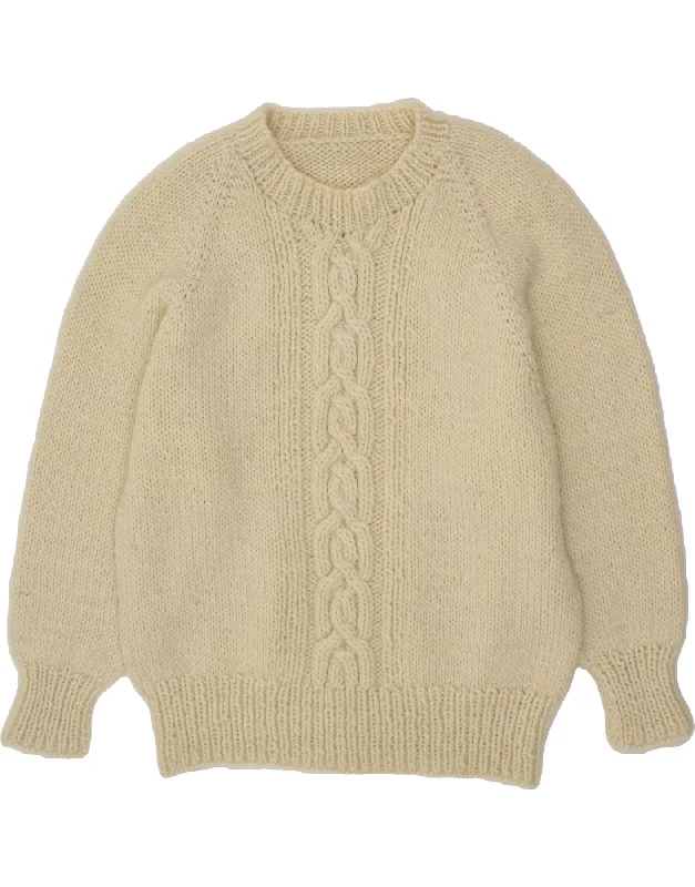 Year-End Sale VINTAGE Womens Crew Neck Jumper Sweater UK 16 Large Off White