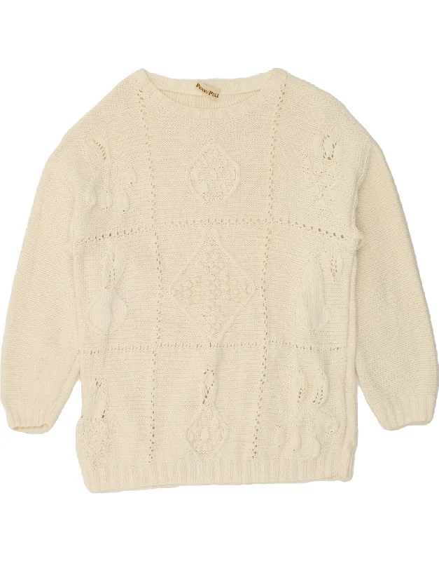 Early Access PENNY PULL Womens Longline Boat Neck Jumper Sweater UK 14 Medium Off White