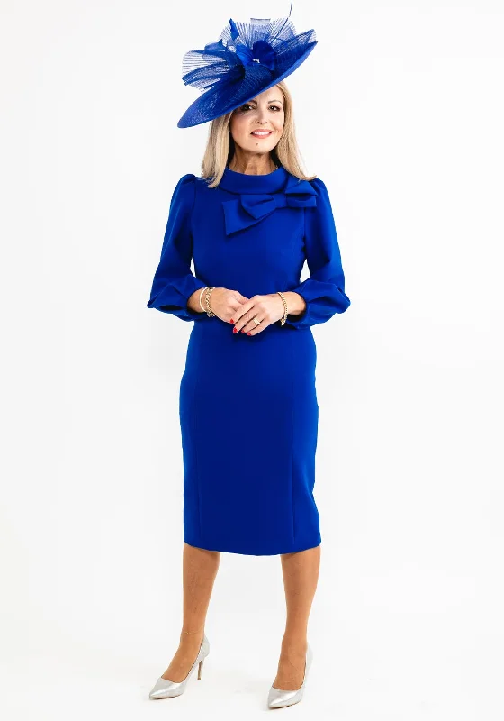 The Best Prices Claudia C Maia Bow Neck Midi Dress, Royal Blue