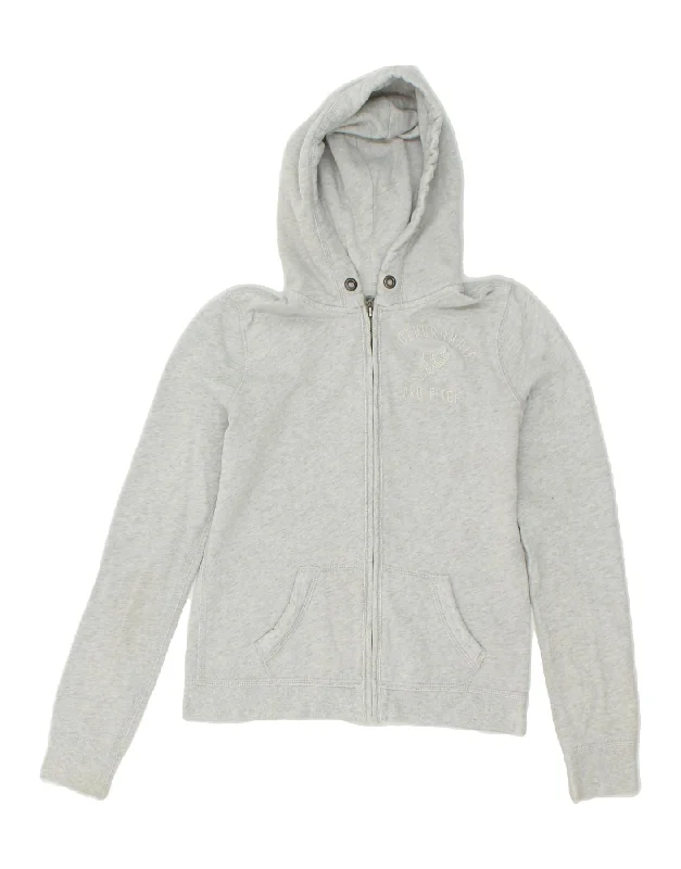 Savings Alert ABERCROMBIE & FITCH Womens Zip Hoodie Sweater UK 10 Small Grey Cotton