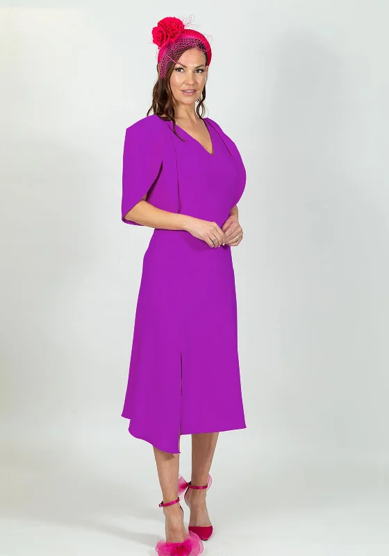 Crazy Deals Ella Boo Oversize Tulip Sleeve Midi Dress, Fuchsia